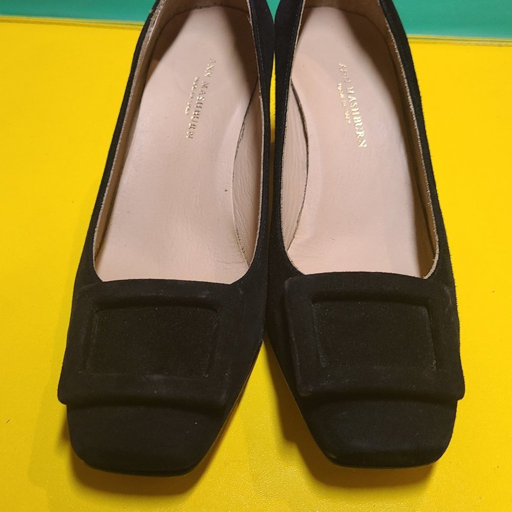 ANN MASHBURN Buckle Heel Black Suede (Italian)